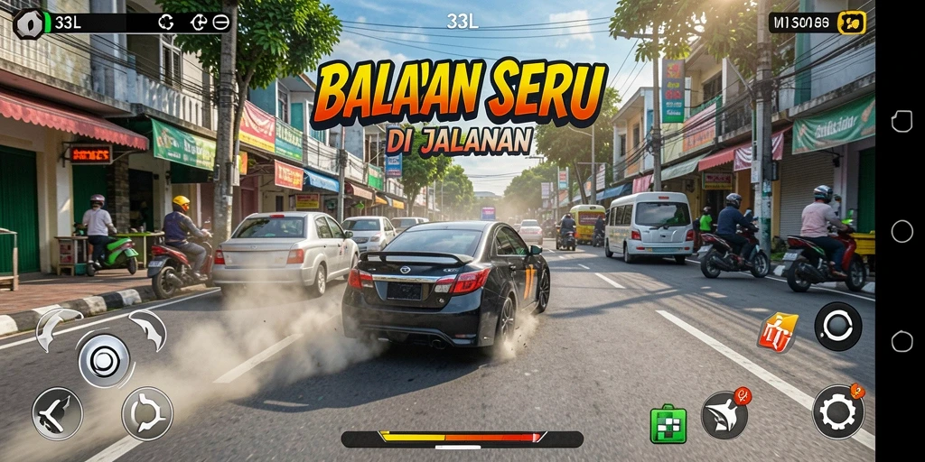 Tampilan seru dari gameplay balapan yang menantang