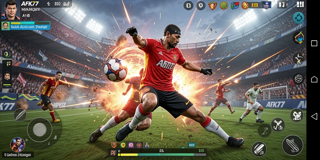 Tampilan menarik dari gameplay AFK77 saat bertanding di lapangan.