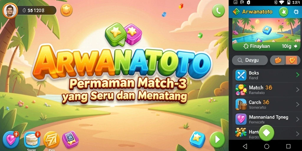 Tampilan gameplay ARWANATOTO yang seru dan penuh warna.