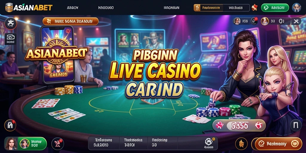Screenshot gameplay ASIANABET menampilkan dealer langsung dan suasana kasino.