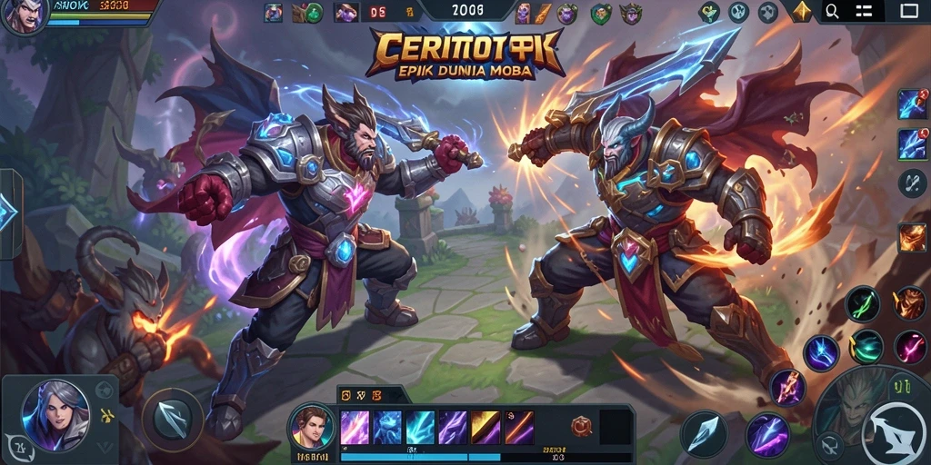 Screenshot utama CERITOTO menampilkan aksi seru di arena MOBA.