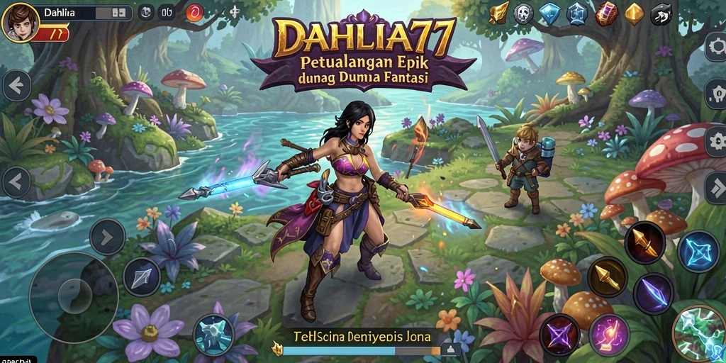 Screenshot gameplay DAHLIA77 menampilkan pertarungan karakter RPG yang intens.