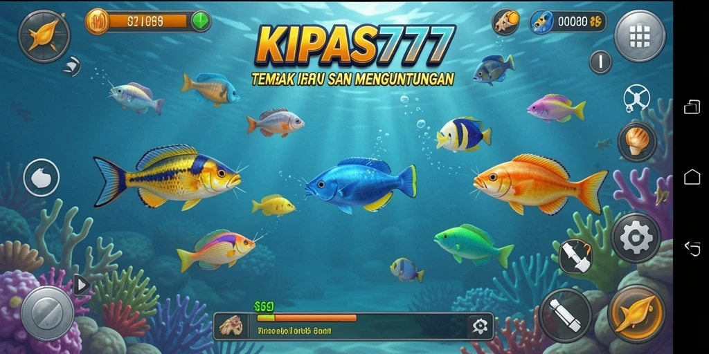 Tampilan gameplay KIPAS777 dengan aksi Tembak Ikan yang seru.