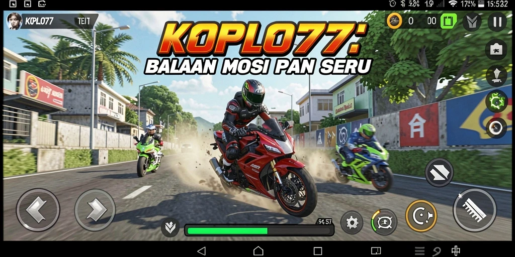 Tangkapan layar KOPLO77 menampilkan aksi balapan motor yang seru dan mendebarkan.