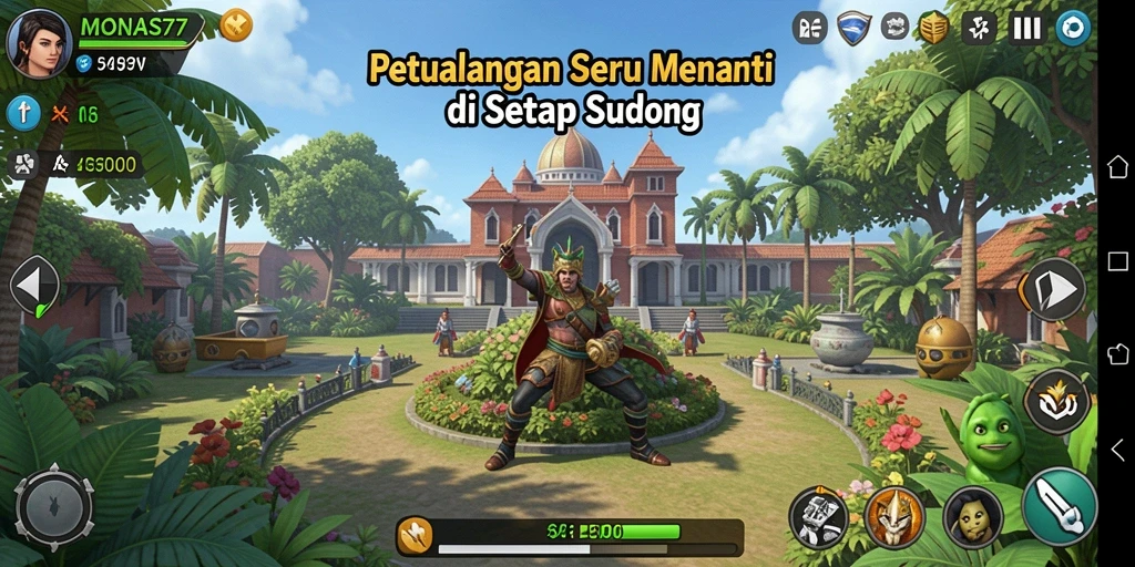 Tangkapan layar dari gameplay MONAS77 yang penuh petualangan.