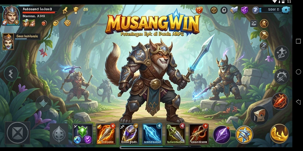 Tampilan gameplay seru dari MUSANGWIN dengan pertarungan yang dinamis.