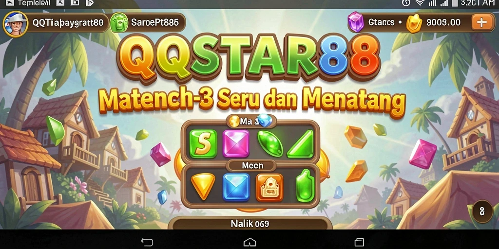 Tampilan gameplay <strong>QQSTAR88</strong> saat mencocokkan item dalam permainan Match-3.