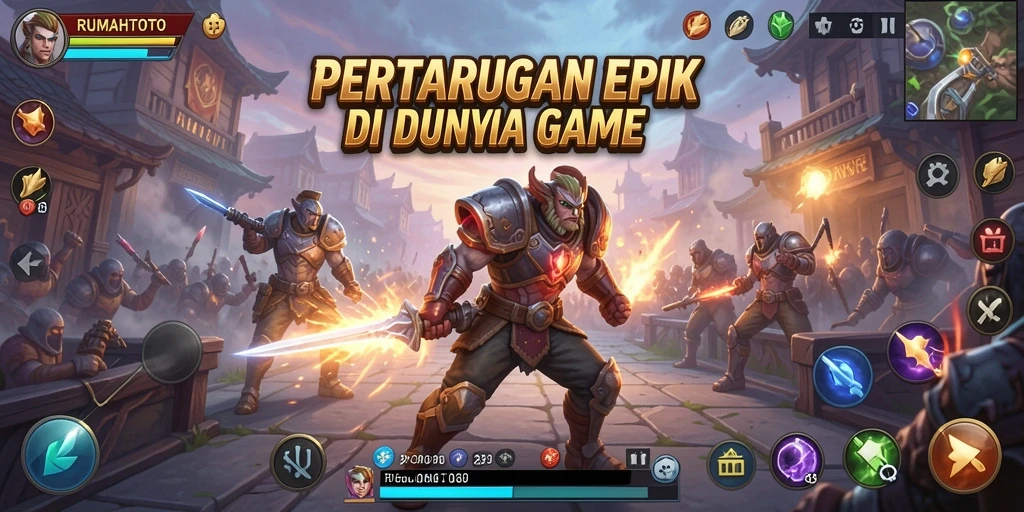 Gameplay RUMAHTOTO menampilkan pertarungan yang intens dan seru.