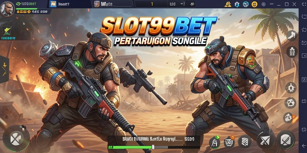 Gameplay mendebarkan dalam pertarungan Battle Royale di SLOT99BET.