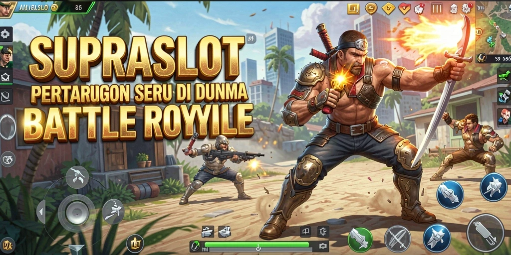 Gameplay seru di arena Battle Royale SUPRASLOT dengan aksi menegangkan.