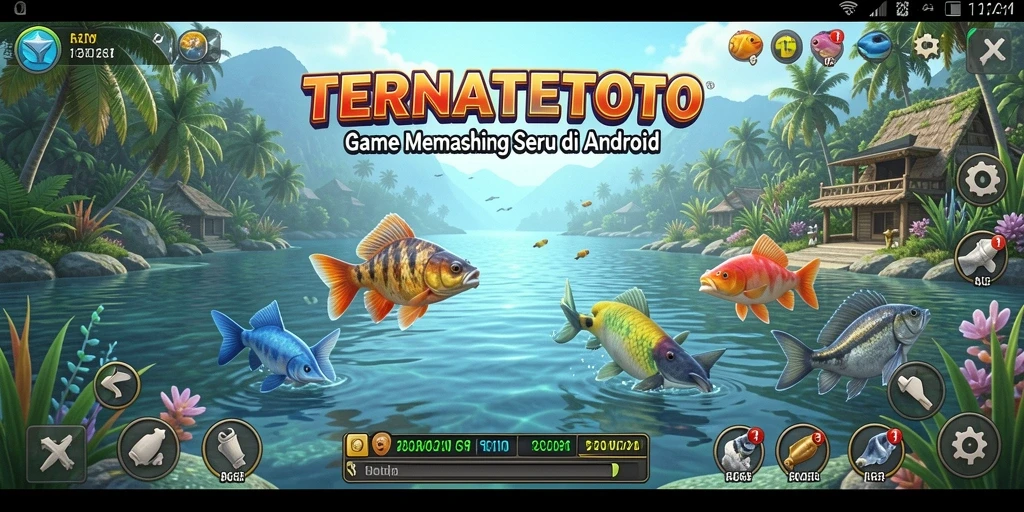 Tampilan gameplay TERNATETOTO yang menampilkan momen menangkap ikan.