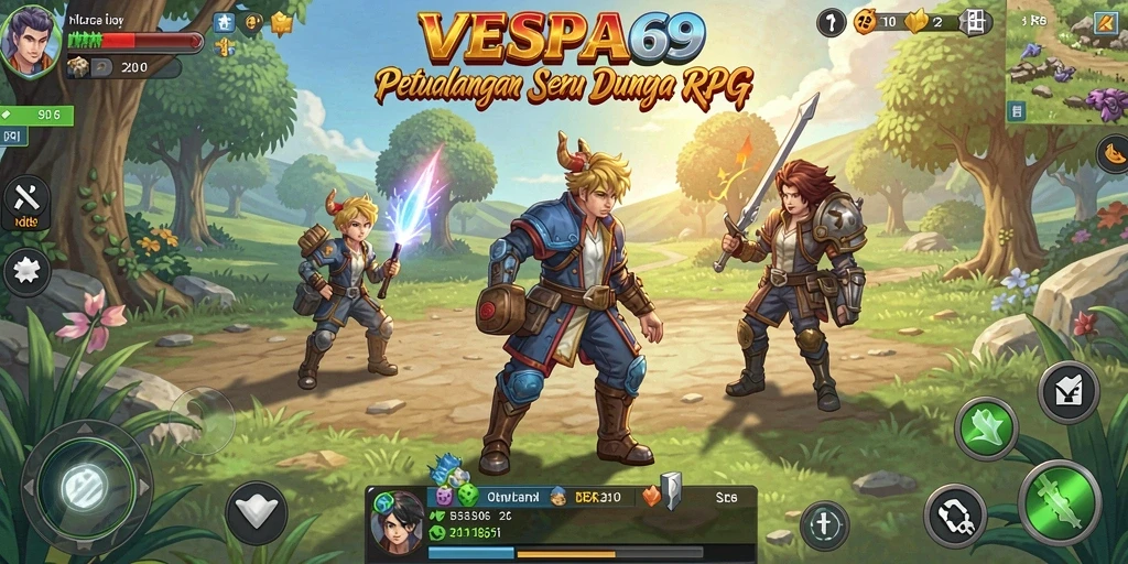 Gameplay VESPA69 yang seru dan penuh petualangan dalam dunia RPG.