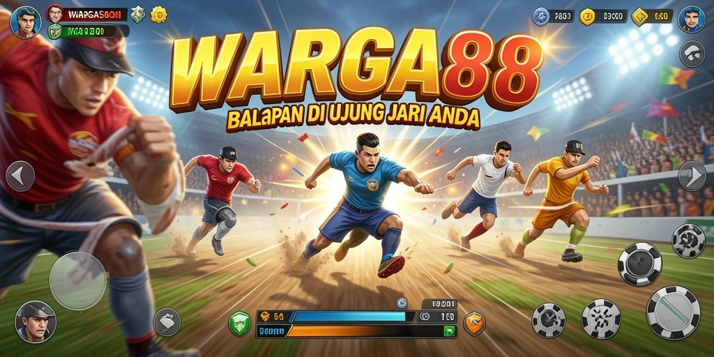 Tampilan gameplay menegangkan WARGA88 dengan mobil balap.