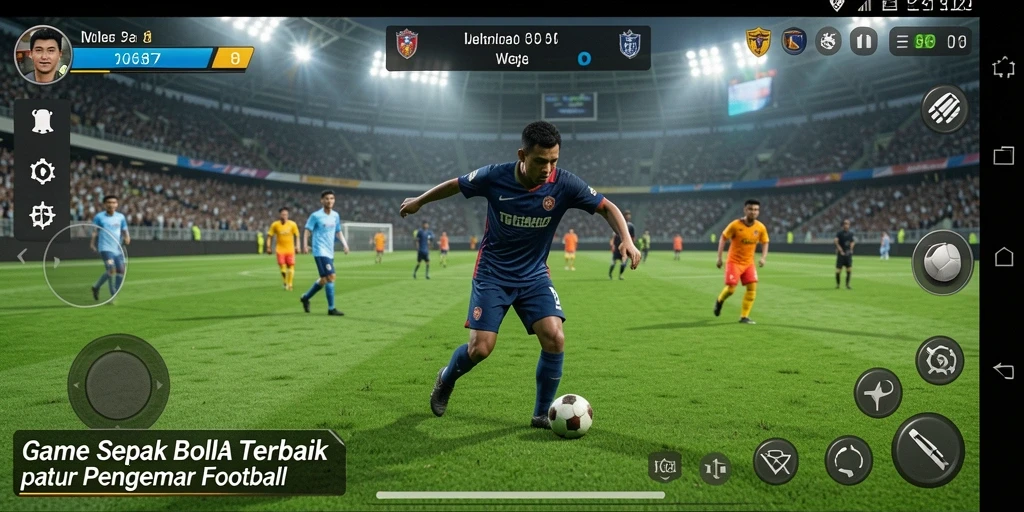 Screenshot gameplay WG87 menampilkan pertandingan sepak bola yang mendebarkan.